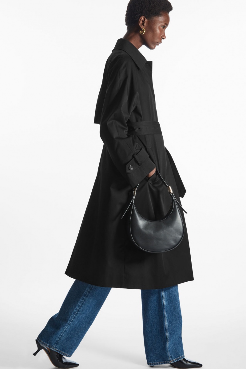 Women's COS Regular-Fit Twill Trench Coats Black NZ-06AIYLQOG