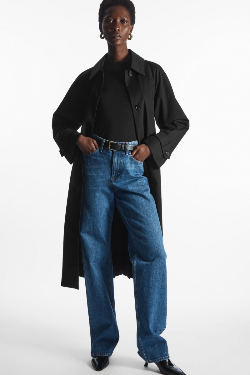 Women's COS Regular-Fit Twill Trench Coats Black NZ-06AIYLQOG