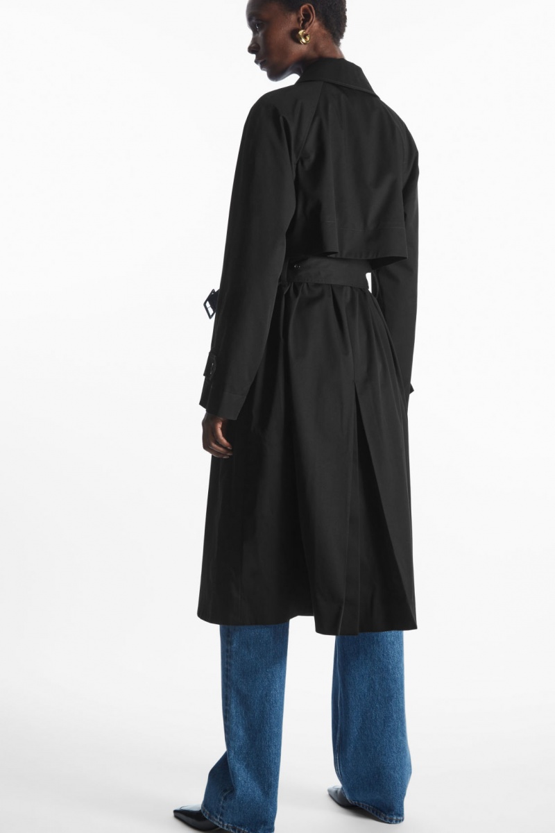 Women's COS Regular-Fit Twill Trench Coats Black NZ-06AIYLQOG