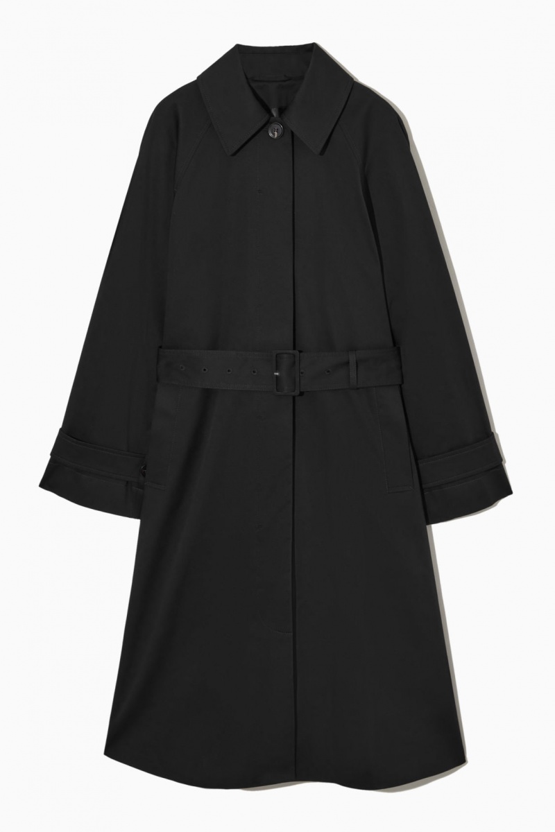 Women's COS Regular-Fit Twill Trench Coats Black NZ-06AIYLQOG