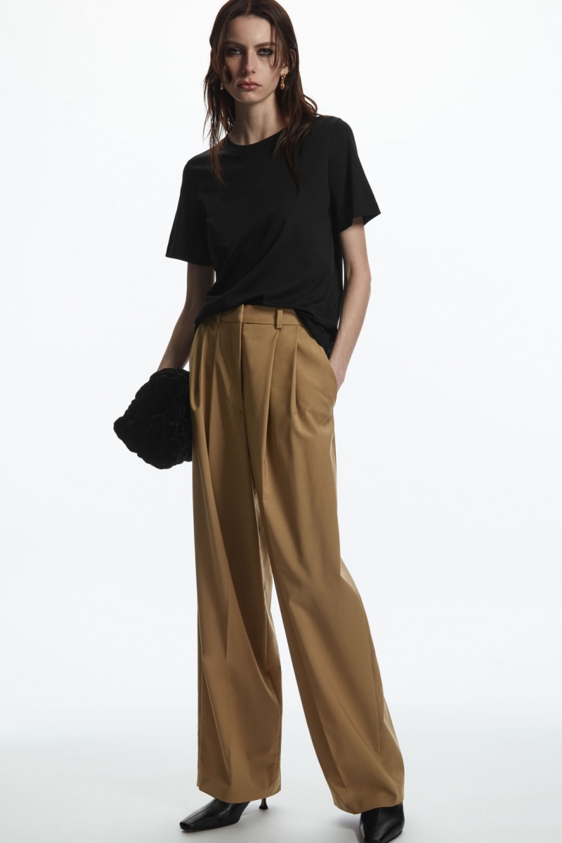 Women's COS Regular Fit T-Shirt Black NZ-04UIFAVGN