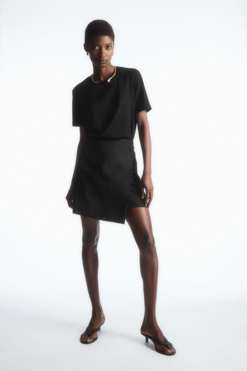 Women's COS Regular Fit T-Shirt Black NZ-04UIFAVGN
