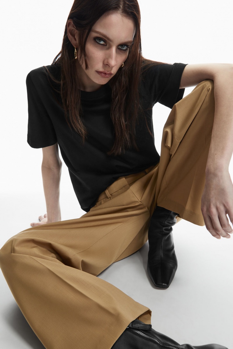 Women's COS Regular Fit T-Shirt Black NZ-04UIFAVGN