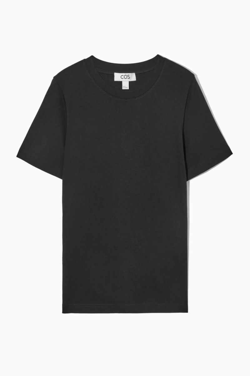 Women's COS Regular Fit T-Shirt Black NZ-04UIFAVGN