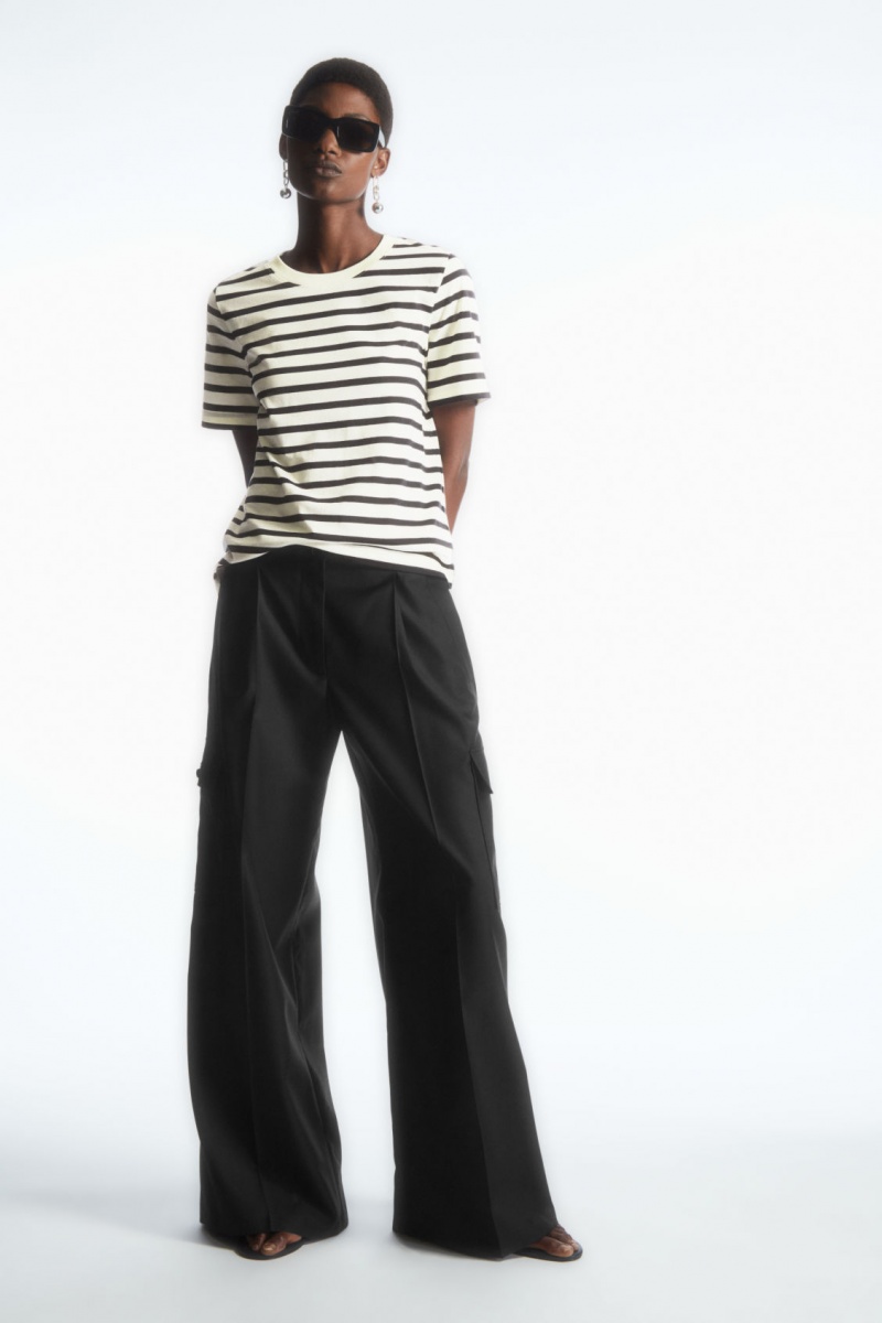 Women's COS Regular Fit T-Shirt Navy / White NZ-34DHMWCSL