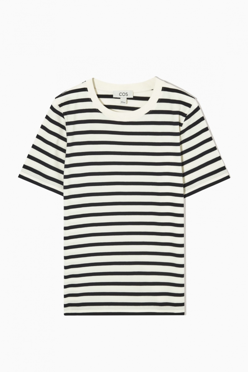 Women's COS Regular Fit T-Shirt Navy / White NZ-34DHMWCSL