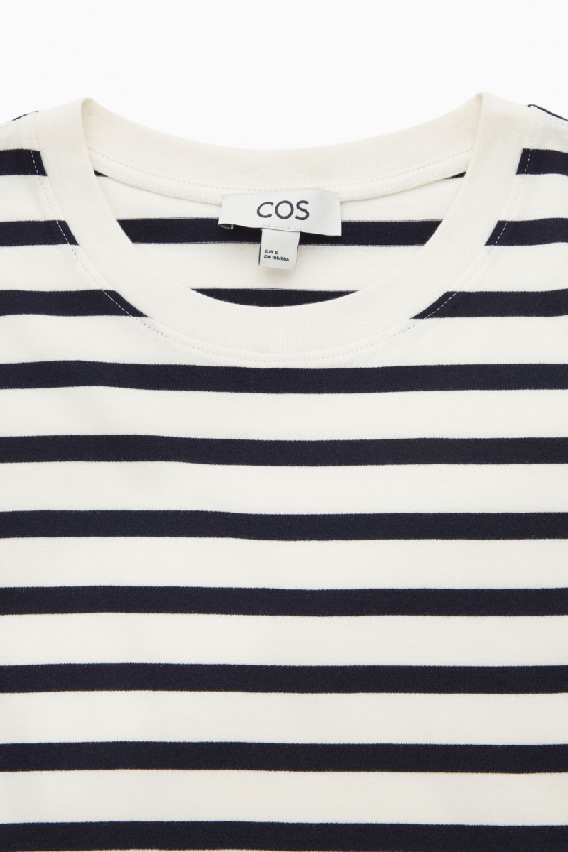 Women's COS Regular Fit T-Shirt Navy / White NZ-34DHMWCSL