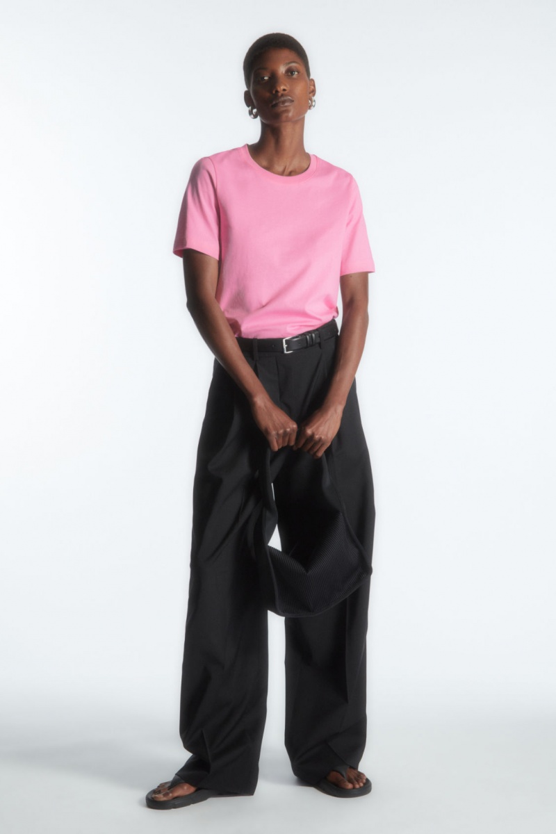 Women's COS Regular Fit T-Shirt Pink NZ-19KPLFUZO