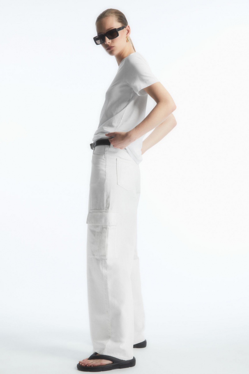 Women's COS Regular Fit T-Shirt White NZ-84KPHDZFN