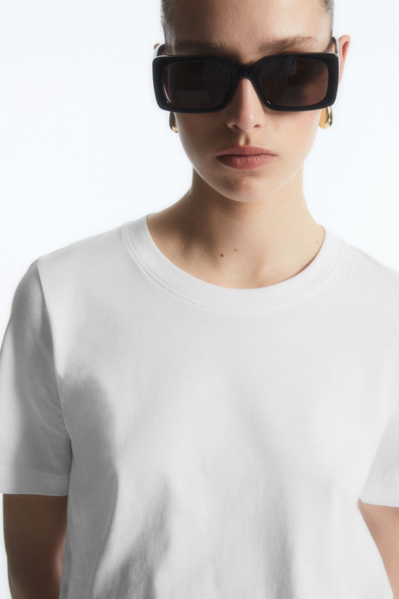 Women's COS Regular Fit T-Shirt White NZ-84KPHDZFN