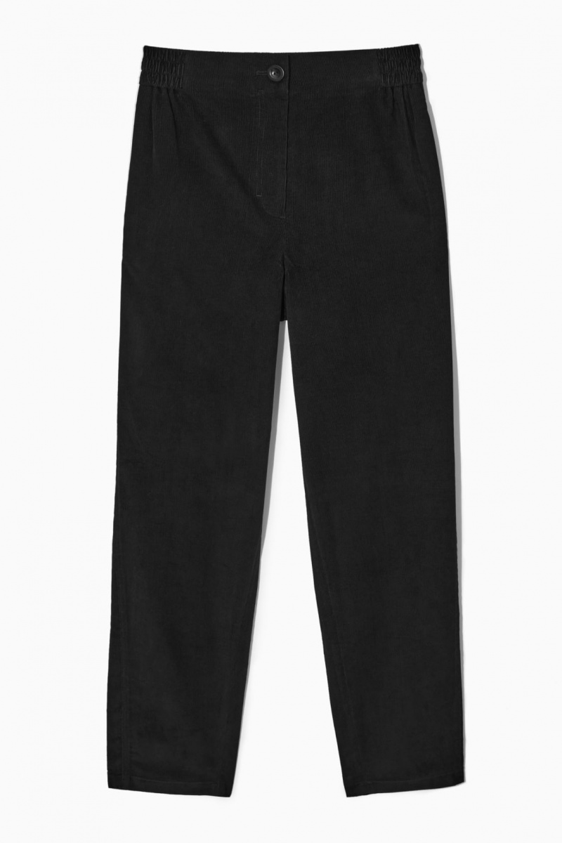 Women\'s COS Relaxed-Fit Corduroy Pants Black NZ-74YIWGKUB