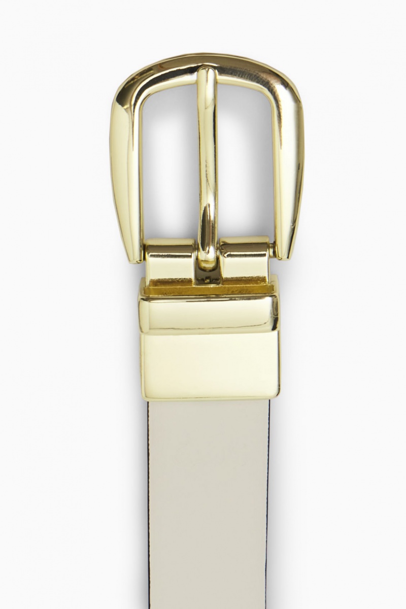 Women's COS Reversible Leather Belts Black / Light Beige NZ-37LCHBPGV