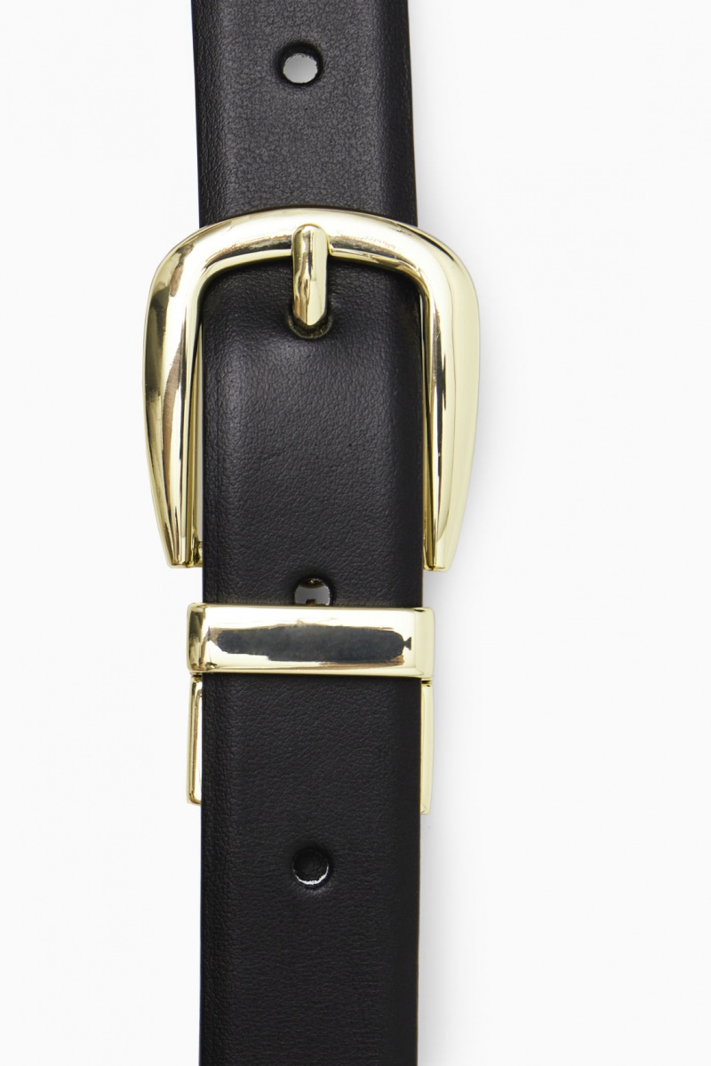 Women's COS Reversible Leather Belts Black / Light Beige NZ-37LCHBPGV