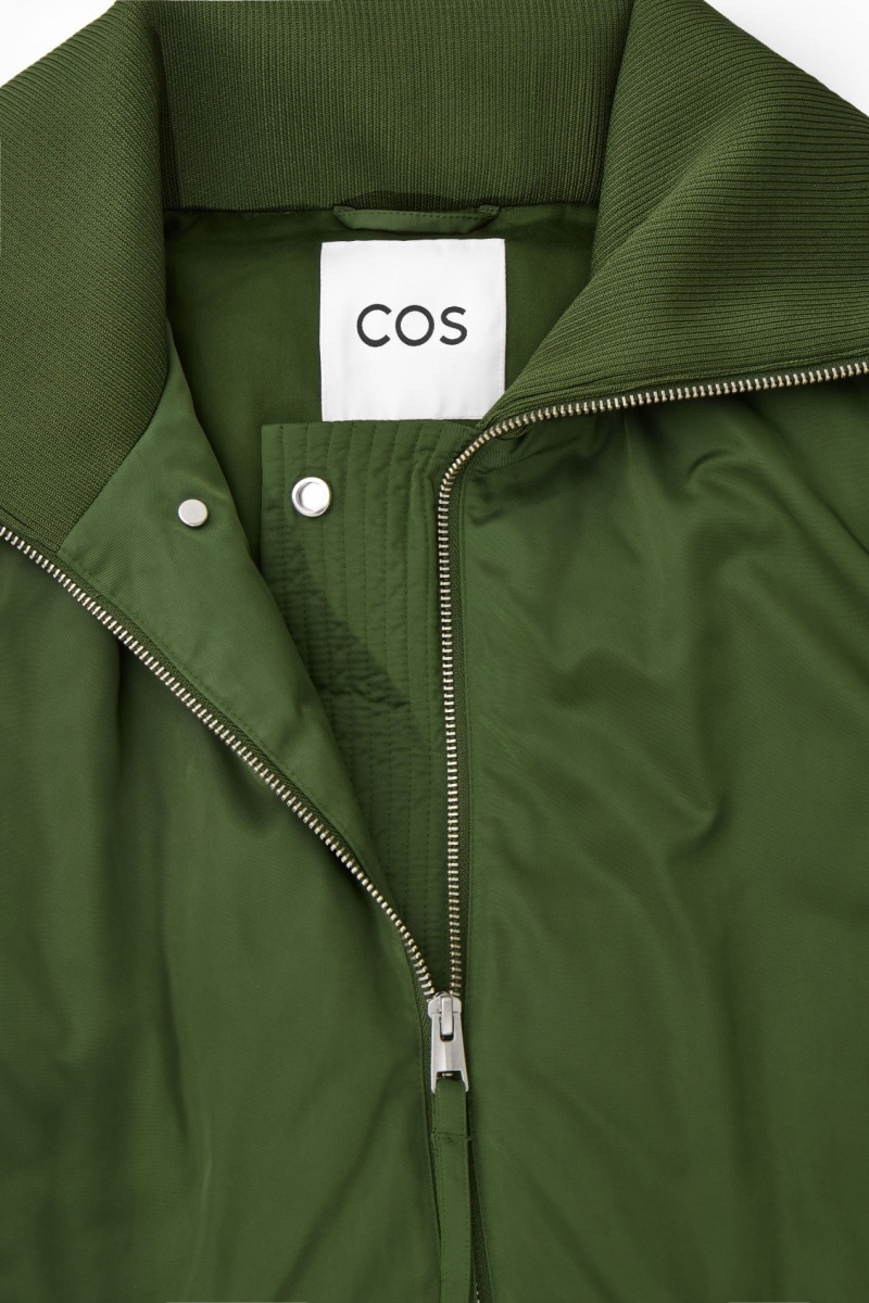 Women's COS Ribbed-Collar Puffer Jackets Dark Green NZ-32FMGAWDX
