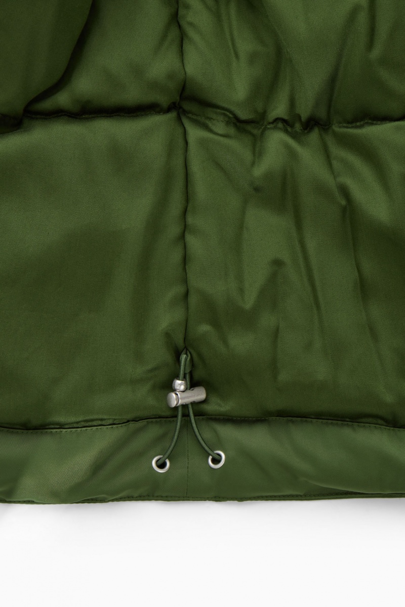 Women's COS Ribbed-Collar Puffer Jackets Dark Green NZ-32FMGAWDX
