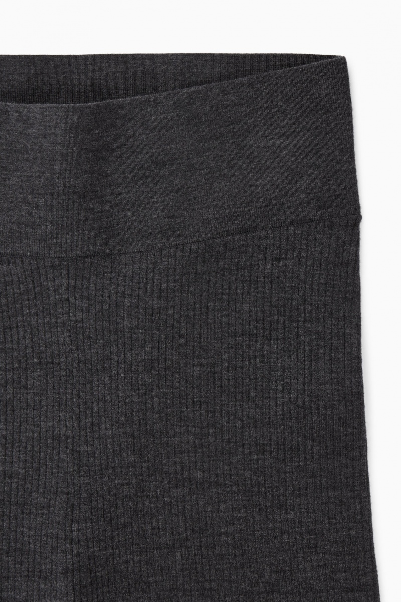 Women's COS Ribbed-Knit Merino Wool Shorts Dark Grey NZ-27JWHNECT