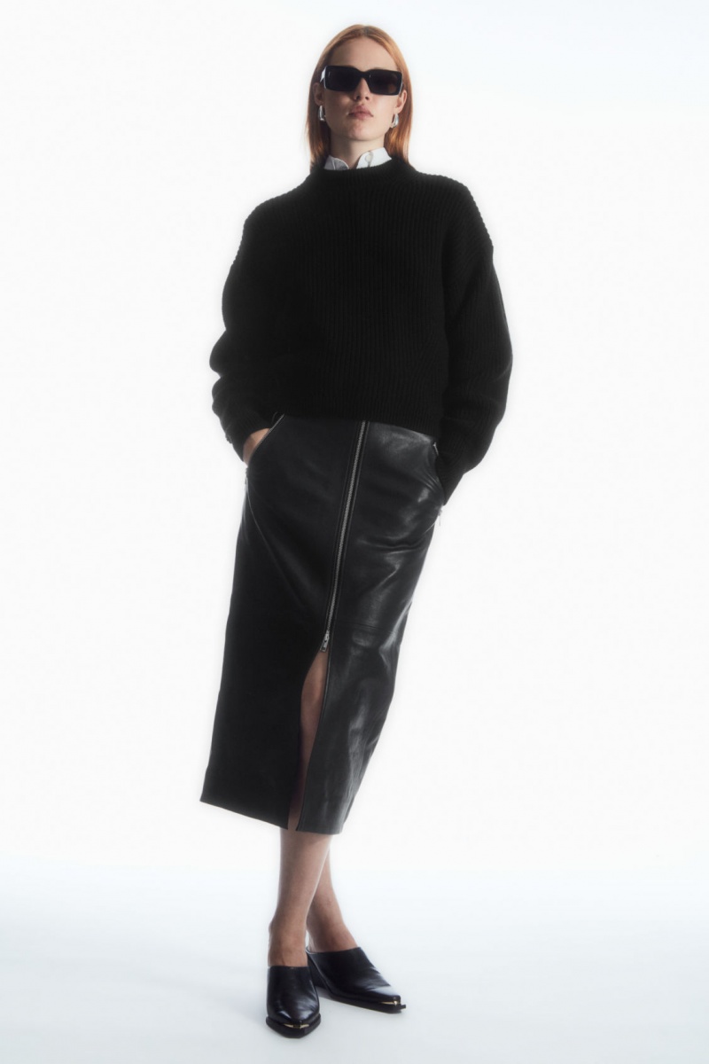 Women's COS Ribbed Cashmere-Blend Sweaters Black NZ-40EPQYAXJ