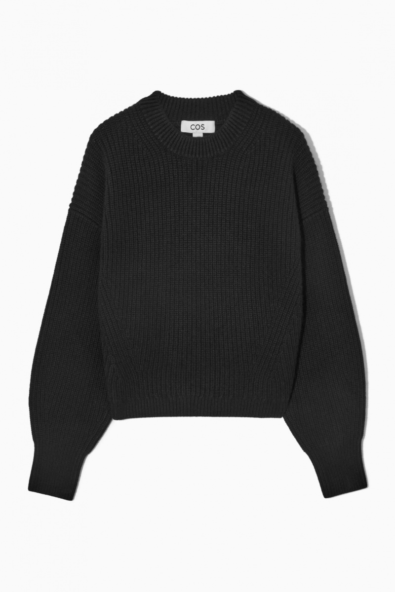 Women's COS Ribbed Cashmere-Blend Sweaters Black NZ-40EPQYAXJ