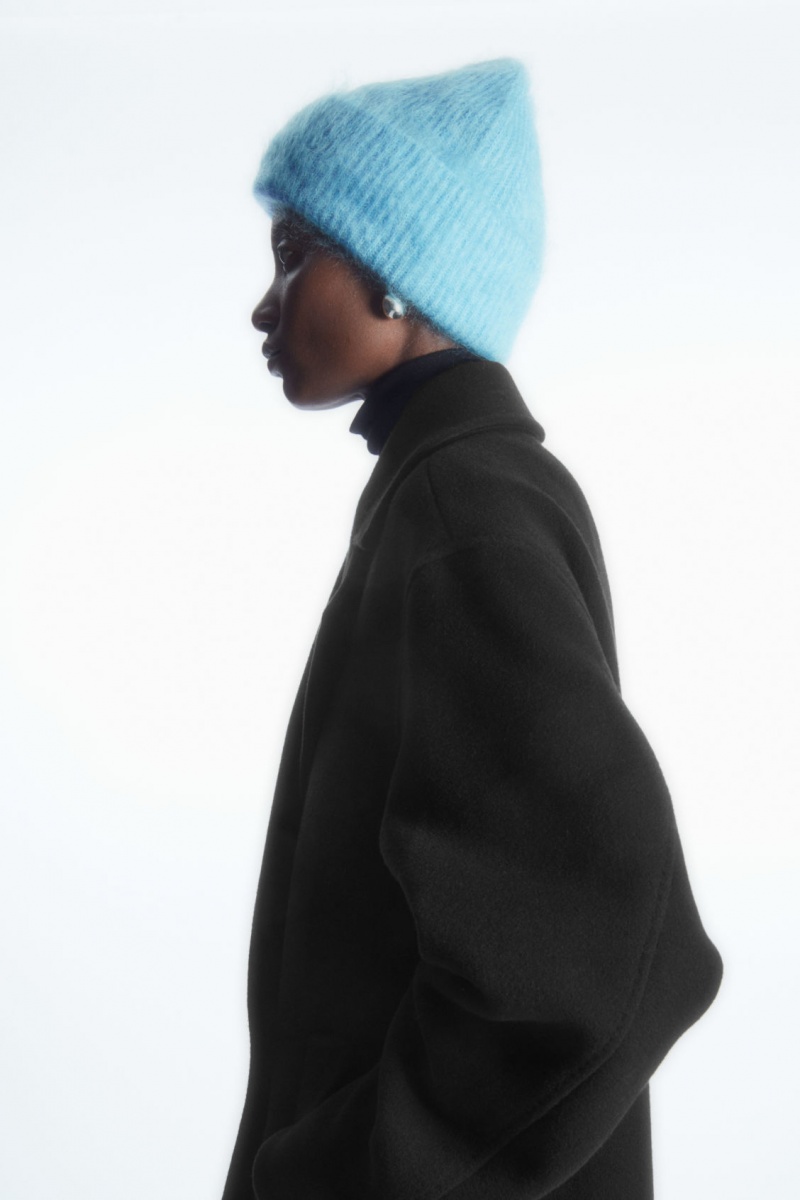 Women's COS Ribbed Mohair Beanie Turquoise NZ-26TDLJBAW