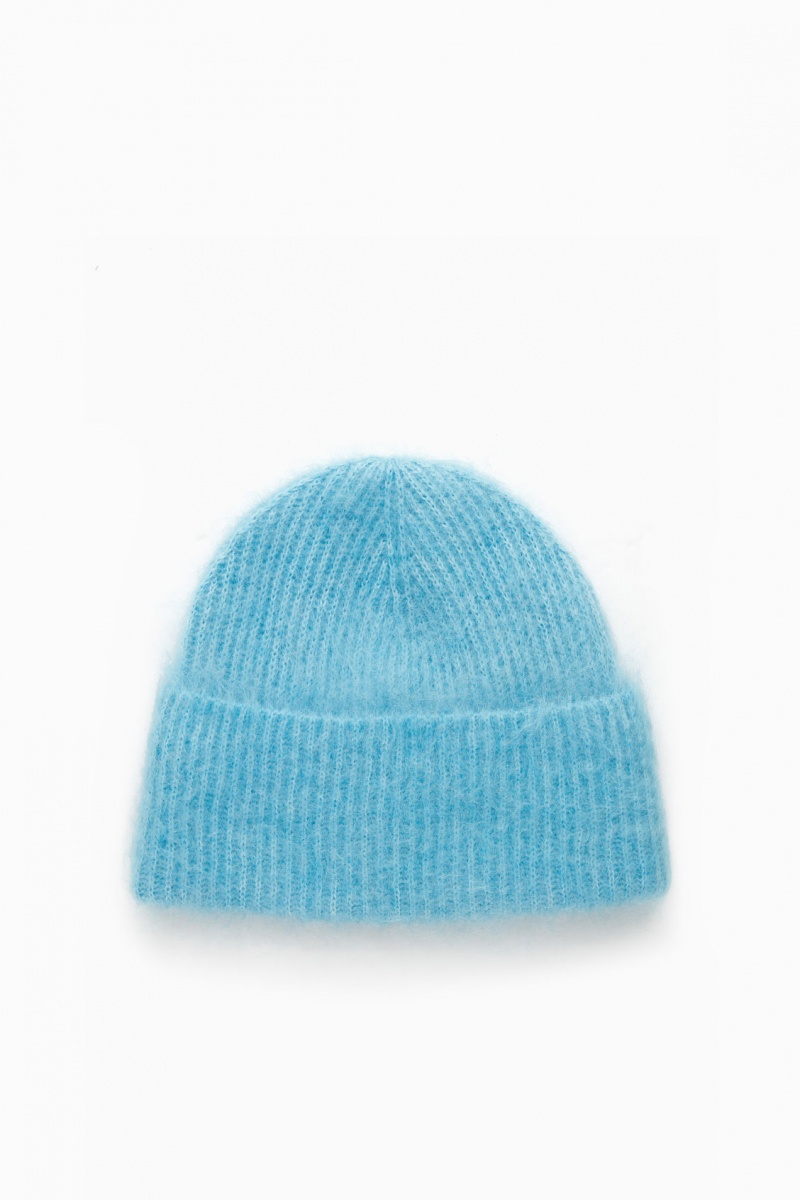 Women's COS Ribbed Mohair Beanie Turquoise NZ-26TDLJBAW