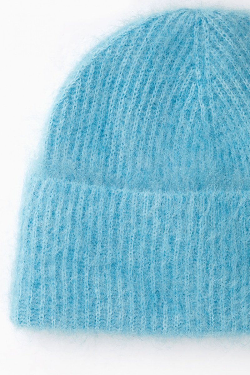 Women's COS Ribbed Mohair Beanie Turquoise NZ-26TDLJBAW