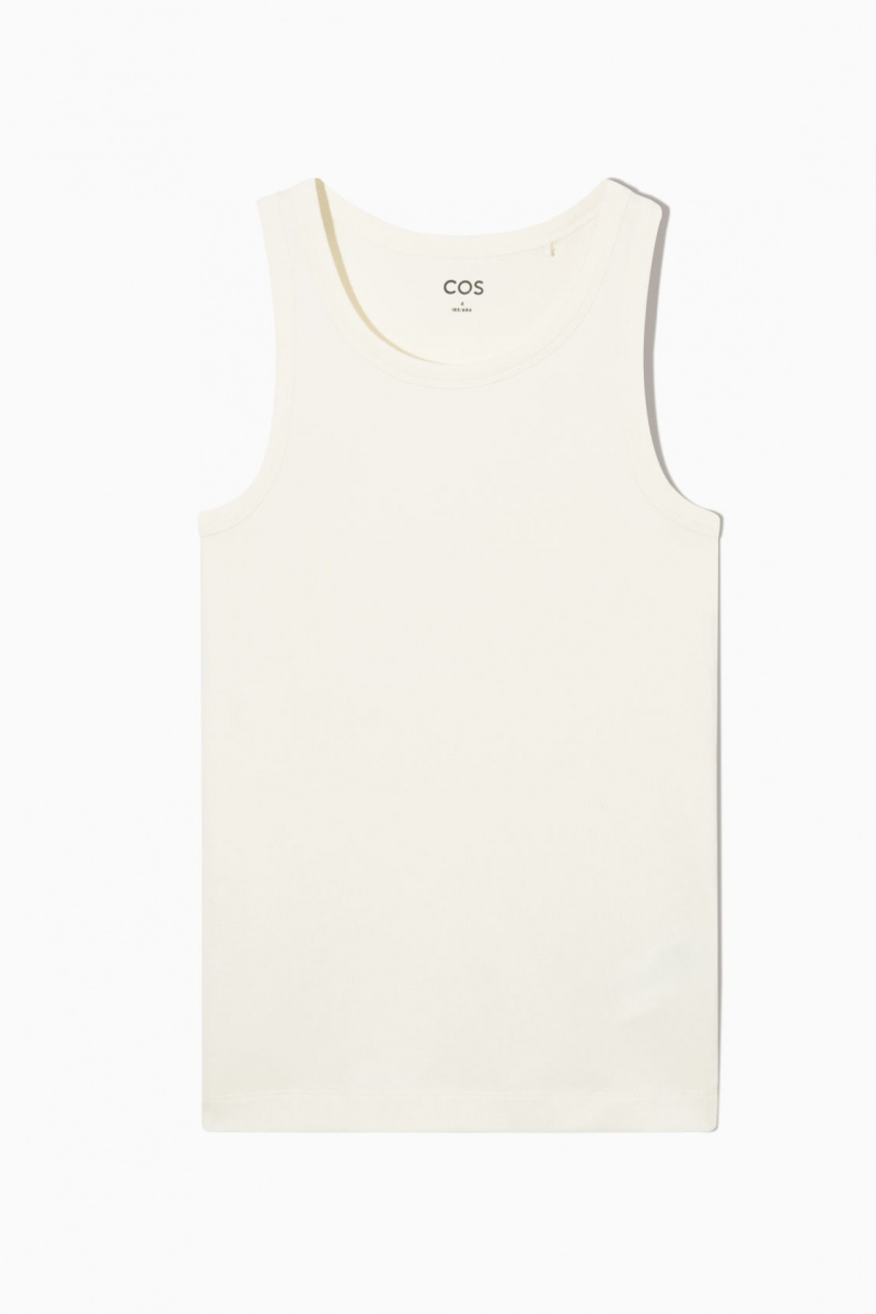 Women's COS Ribbed Tank Top Cream NZ-54CZUNILQ