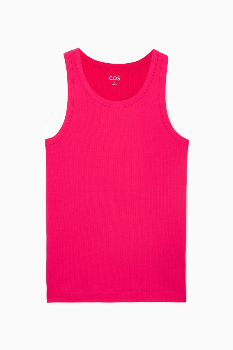 Women's COS Ribbed Tank Top Fuchsia Pink NZ-06JKAEDYM