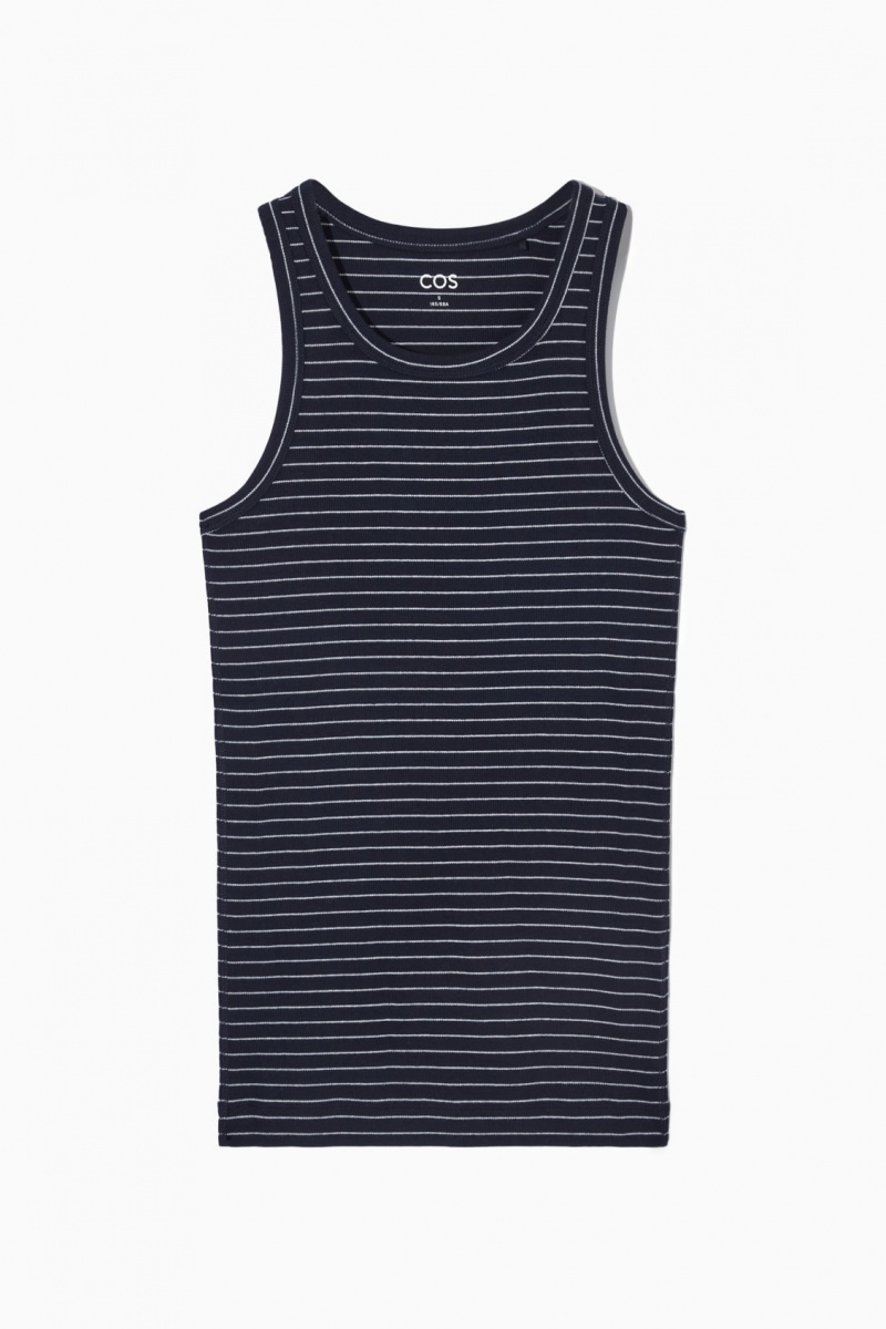 Women's COS Ribbed Tank Top Navy NZ-91RYCBPZF