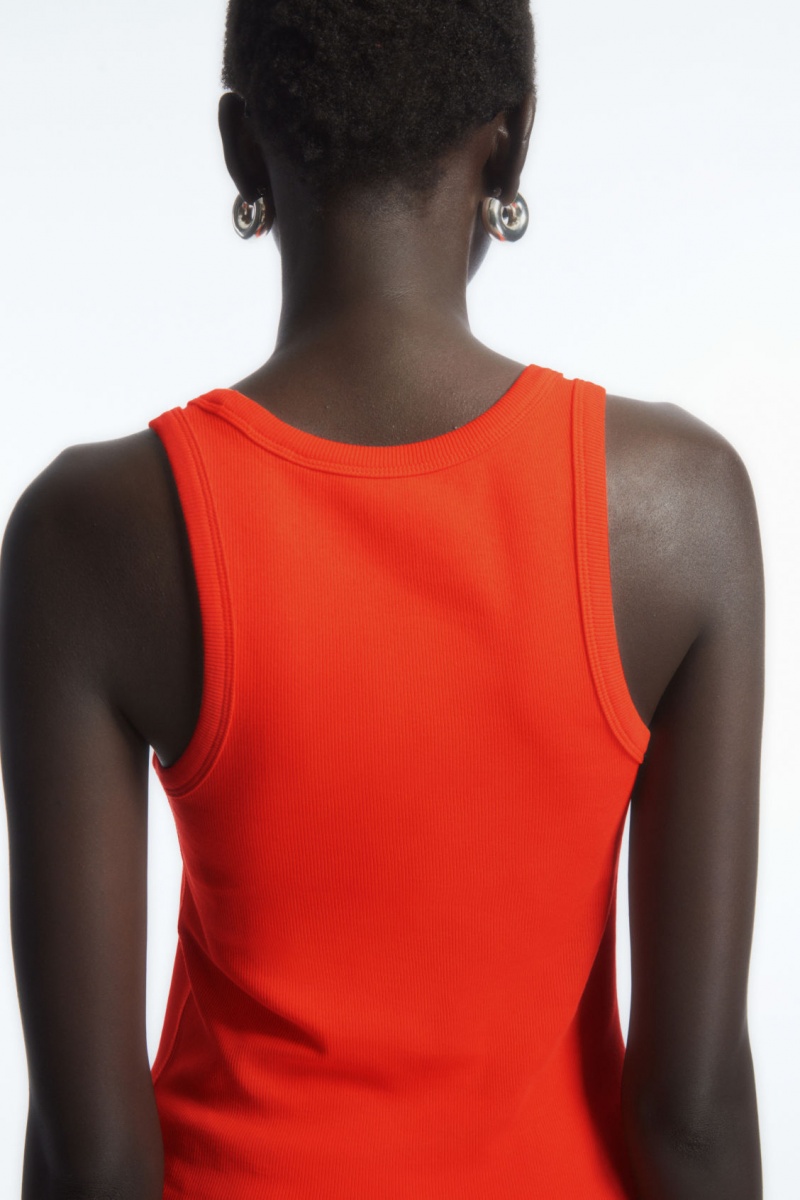 Women's COS Ribbed Tank Top Orange NZ-64JFMXCWB