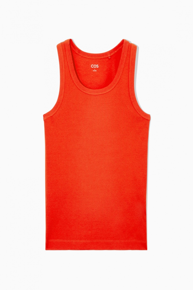 Women's COS Ribbed Tank Top Orange NZ-64JFMXCWB