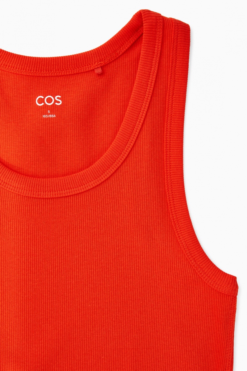 Women's COS Ribbed Tank Top Orange NZ-64JFMXCWB