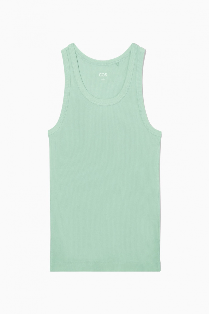 Women's COS Ribbed Tank Top Turquoise Green NZ-63AILTMYP