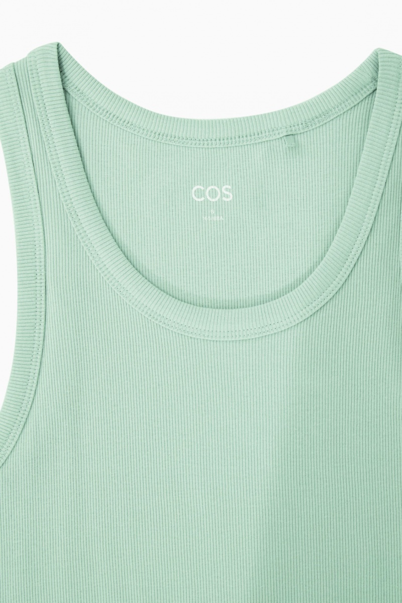 Women's COS Ribbed Tank Top Turquoise Green NZ-63AILTMYP