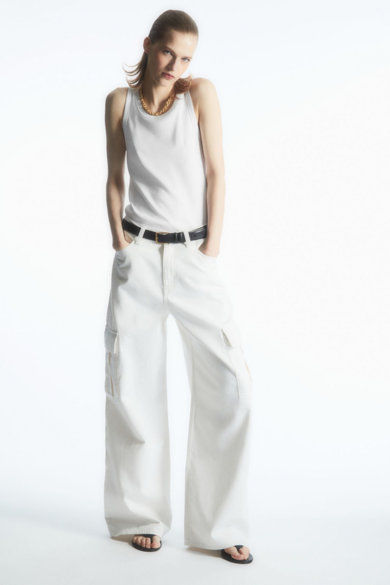 Women's COS Ribbed Tank Top White NZ-42AZCNWDB
