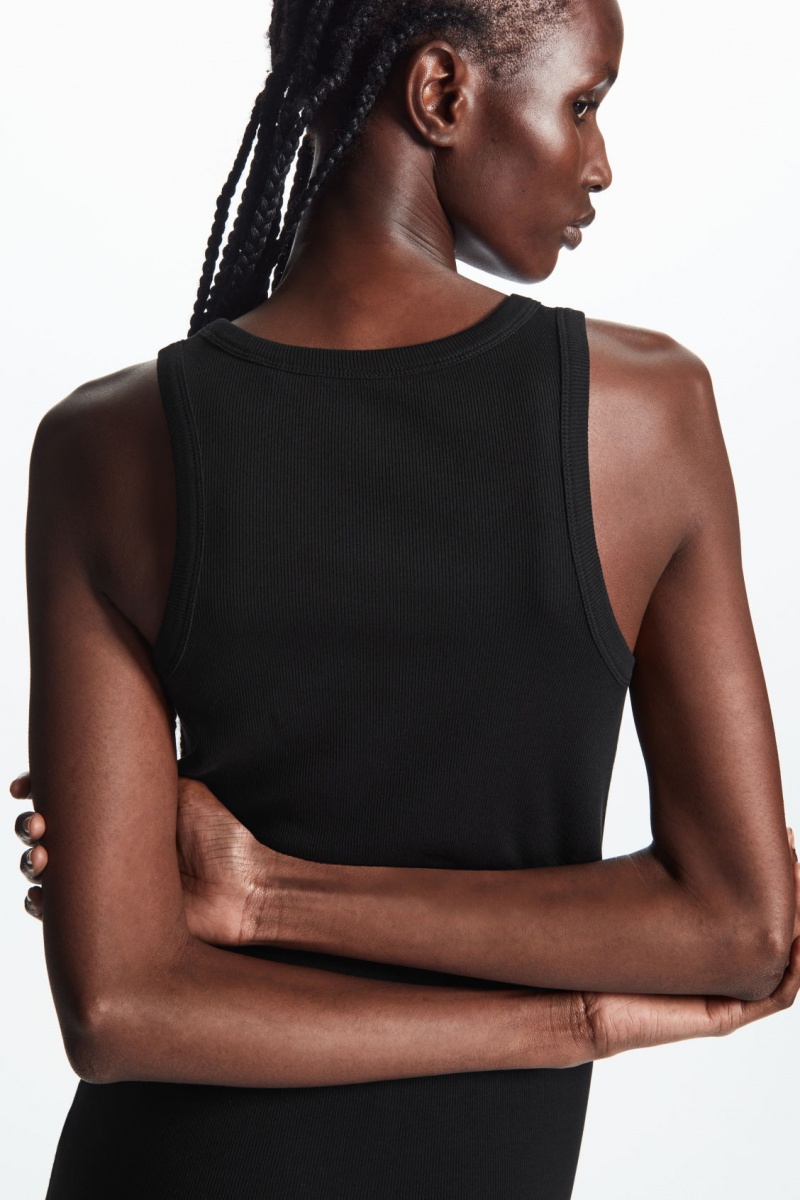 Women's COS Ribbed Tube Dress Black NZ-89WAZLESQ