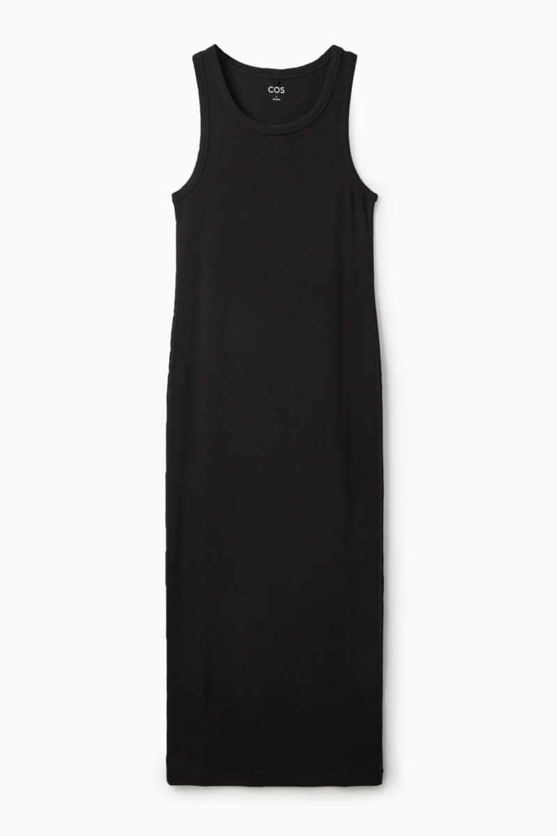 Women's COS Ribbed Tube Dress Black NZ-89WAZLESQ