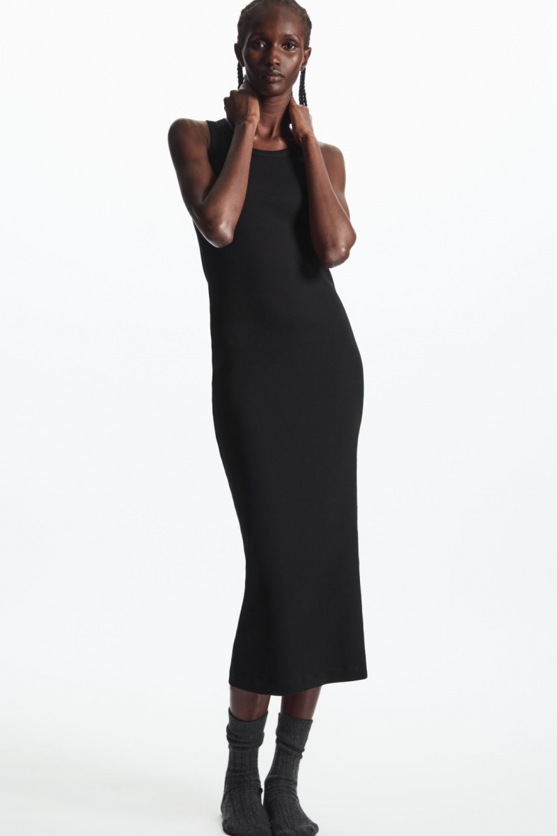 Women\'s COS Ribbed Tube Dress Black NZ-89WAZLESQ