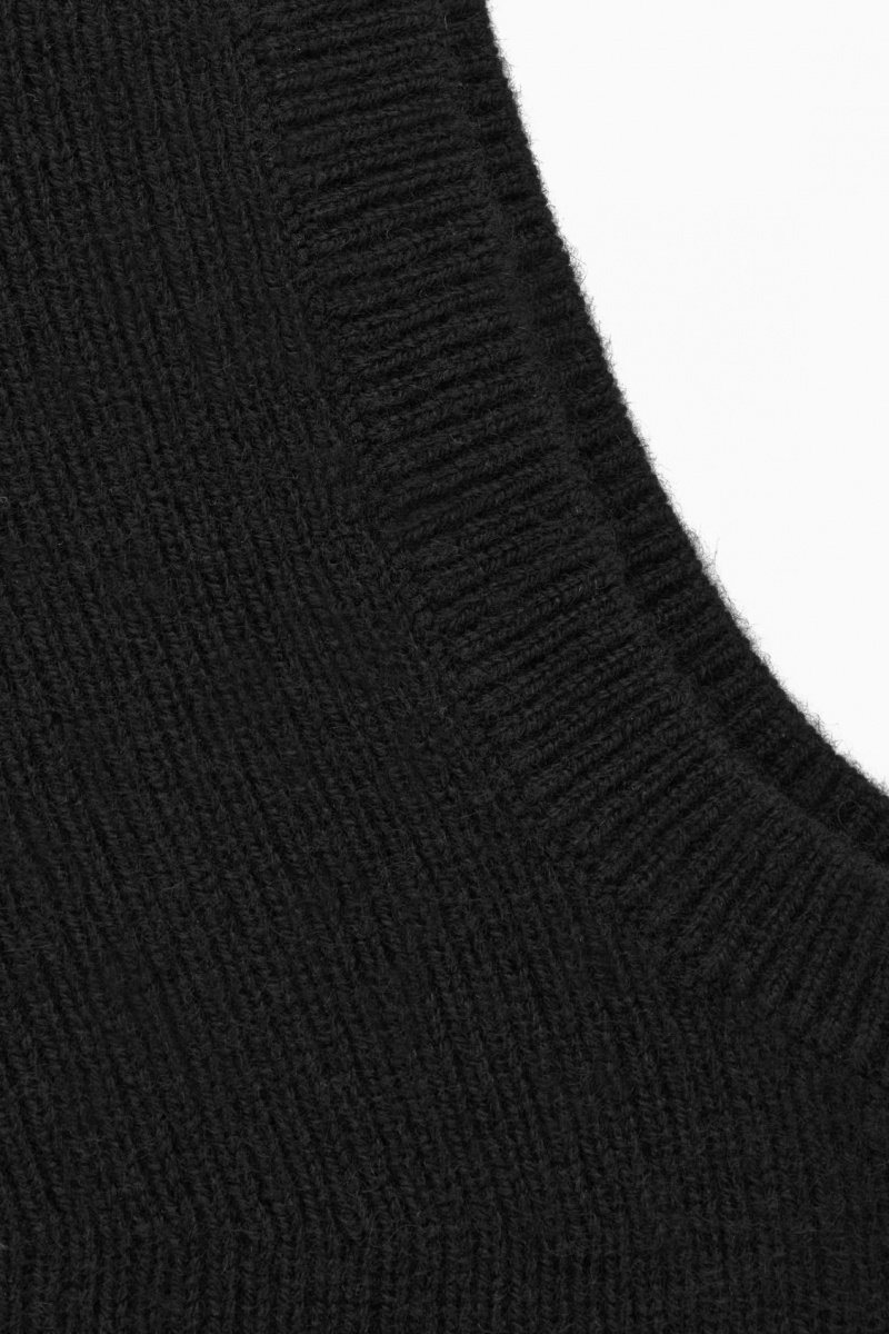 Women's COS Ribbed Wool-Cashmere Balaclava Hats Black NZ-61GJQLHIC