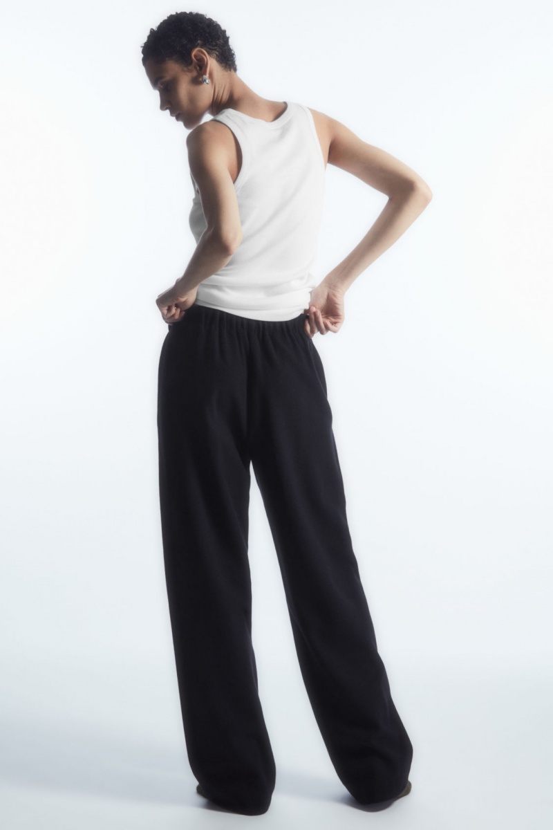 Women's COS Rounded Wool-Blend Joggers Navy NZ-06BGVCXJS