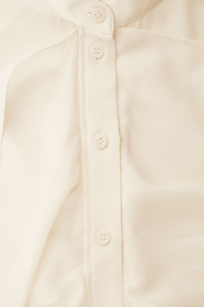 Women's COS Ruffled Stand-Collar Blouse White NZ-03MKIJARE
