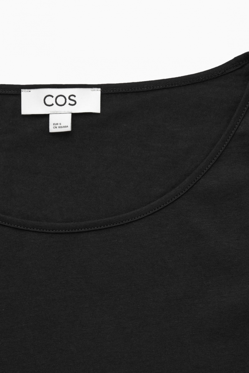Women's COS Scoop-Neck Long-Sleeved Tops Black NZ-89ZVHEYUW