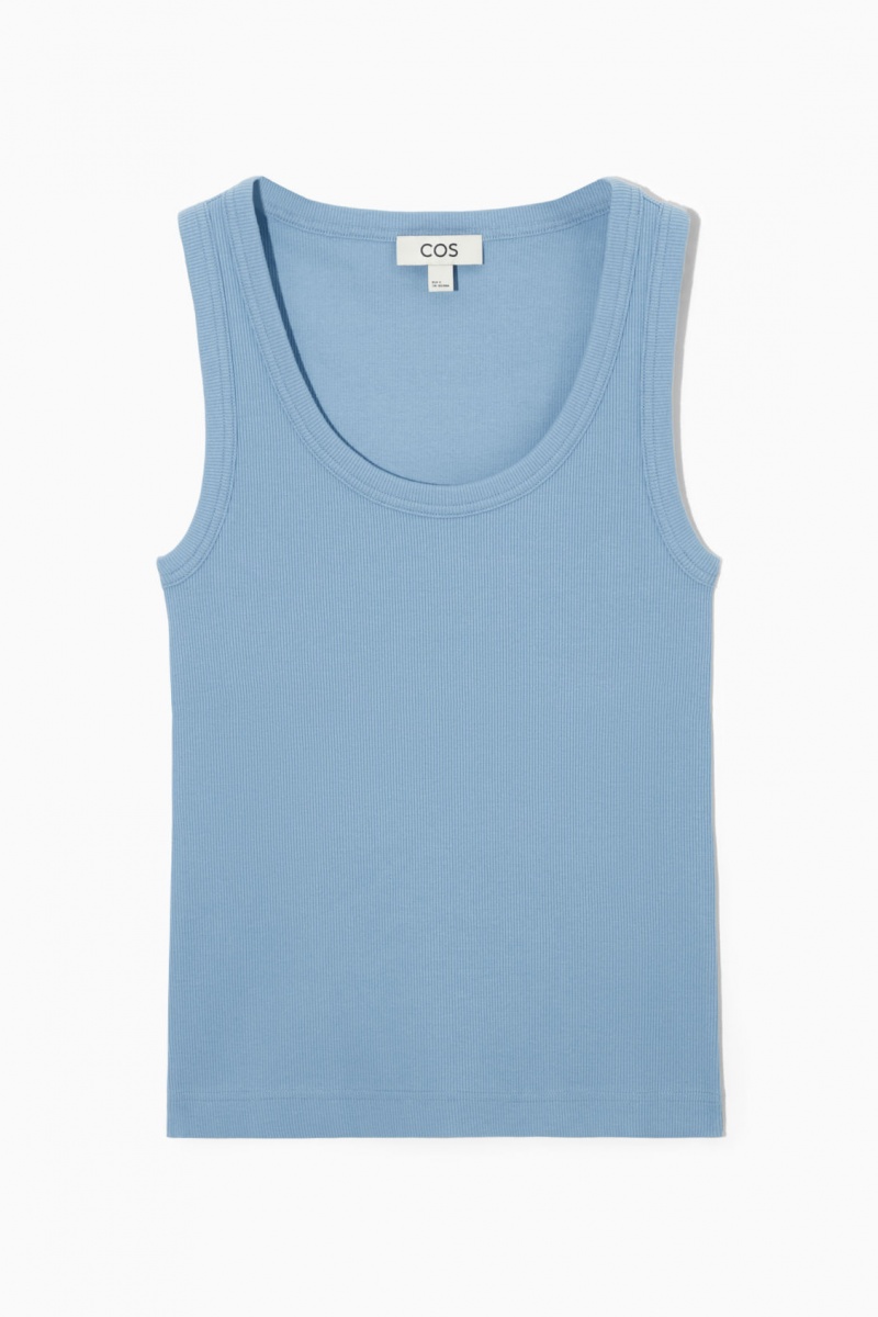 Women's COS Scoop-Neck Ribbed Tank Top Light Blue NZ-10HSNDCJZ
