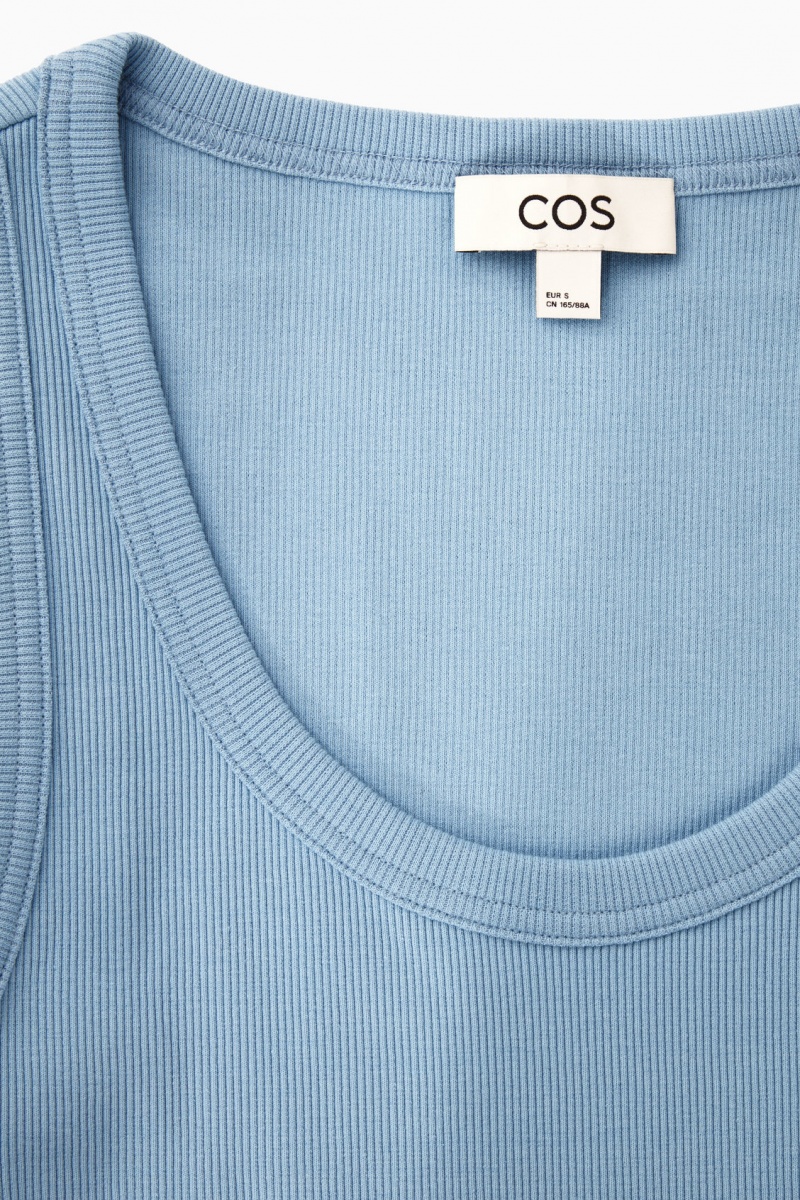 Women's COS Scoop-Neck Ribbed Tank Top Light Blue NZ-10HSNDCJZ