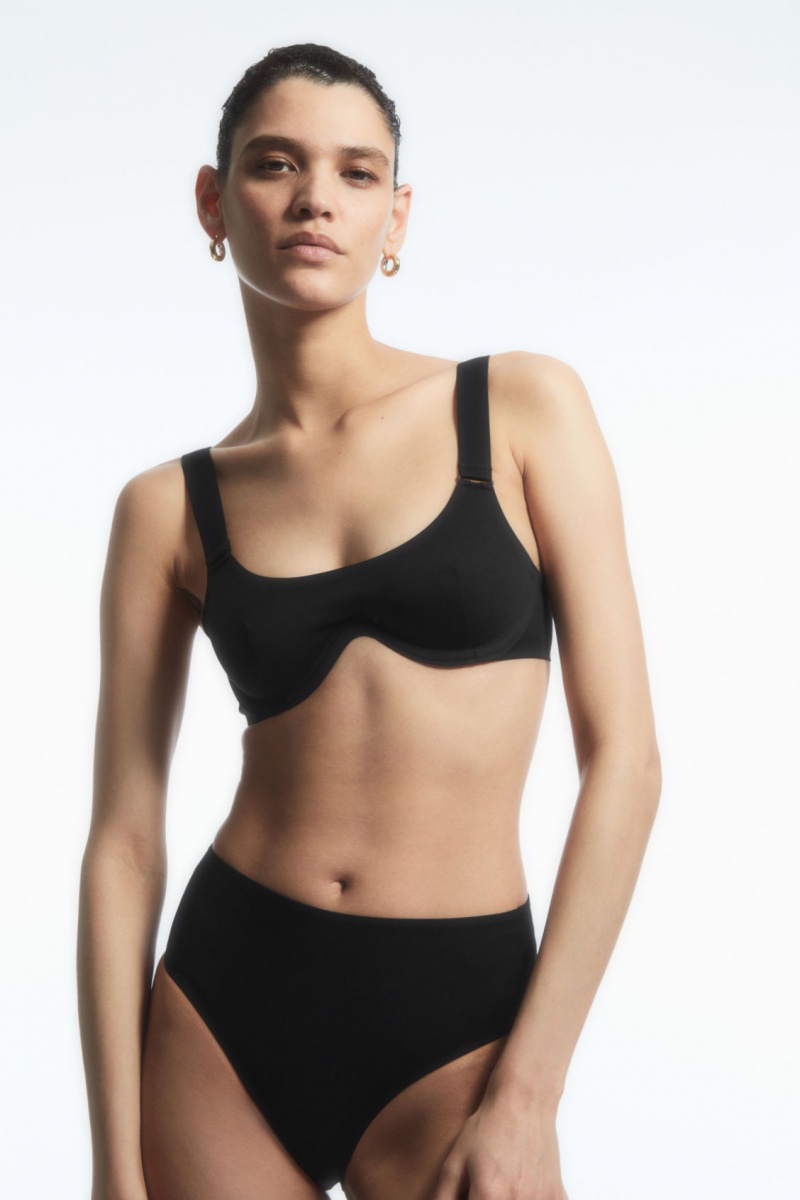 Women's COS Scoop Underwired Bikini Swimwear Black NZ-45HQMYGSJ