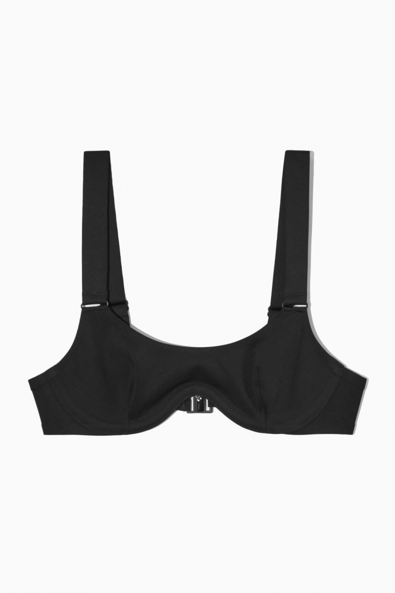 Women's COS Scoop Underwired Bikini Swimwear Black NZ-45HQMYGSJ