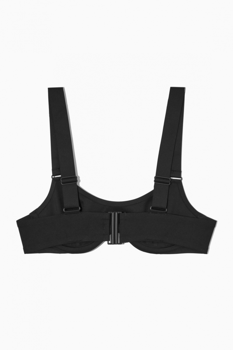 Women's COS Scoop Underwired Bikini Swimwear Black NZ-45HQMYGSJ