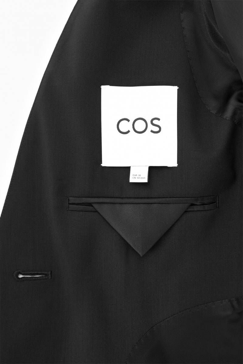 Women's COS Sculpted Collarless Wool Blazer Black NZ-51UTYAPME
