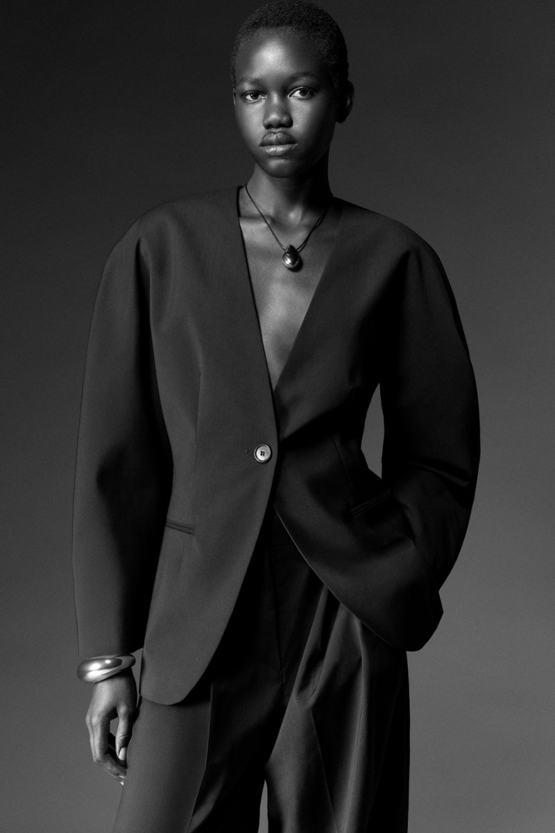 Women's COS Sculpted Collarless Wool Blazer Black NZ-51UTYAPME