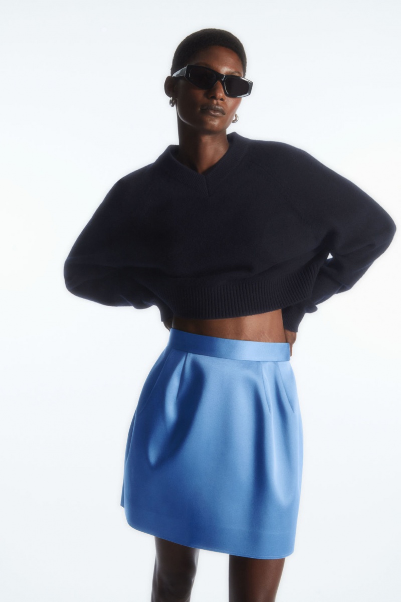 Women's COS Sculpted Mini Skirt Blue NZ-38KRFPXZO