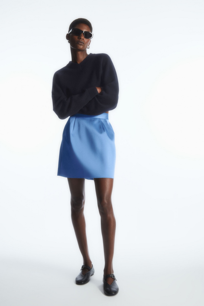 Women\'s COS Sculpted Mini Skirt Blue NZ-38KRFPXZO